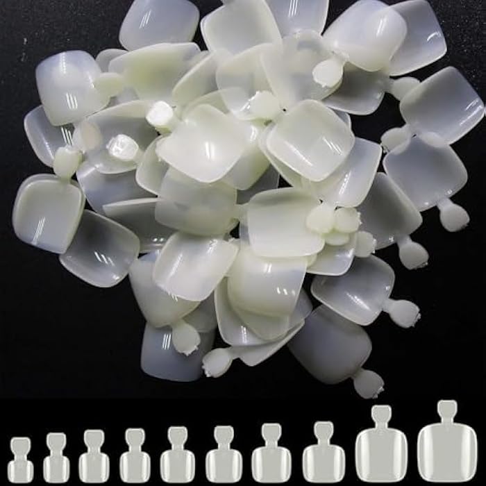 240pc Toenail False Nails Full Cover Artificial Natural Square Toe Nails Acrylic Nail Tips 10 Size French Style for Women Girls Salon Nail Art DIY (Natural) - Image 3